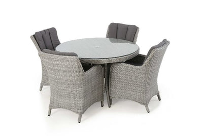 Ascot 4 Seat Round Dining Set with Weatherproof Cushions by Maze Rattan - Gardenbox