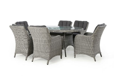 Ascot 6 Seat Oval Dining Set with Weatherproof Cushions by Maze Rattan - Gardenbox