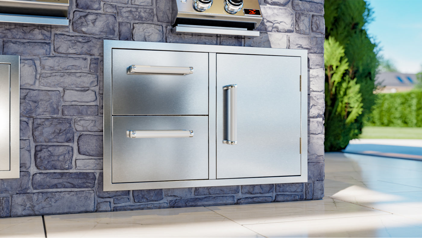 Whistler Burford Built-In Double Drawers and Door Unit in 304 stainless steel