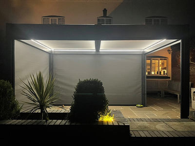 Eclipse Outdoor Gazebo 3m by 3m. With electric louvered roof. Great value £3699! FREE install within 35 miles.