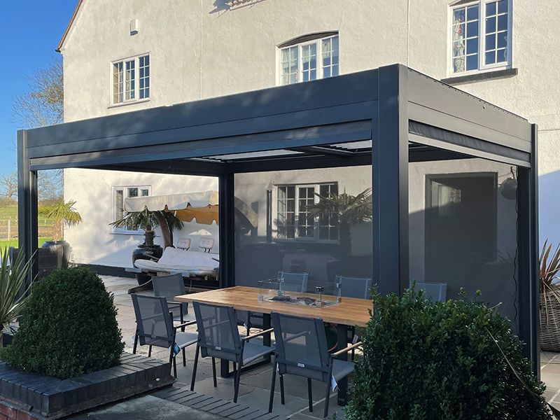 Eclipse Outdoor Gazebo 3m by 4m. With electric louvered roof. Great value £4399!