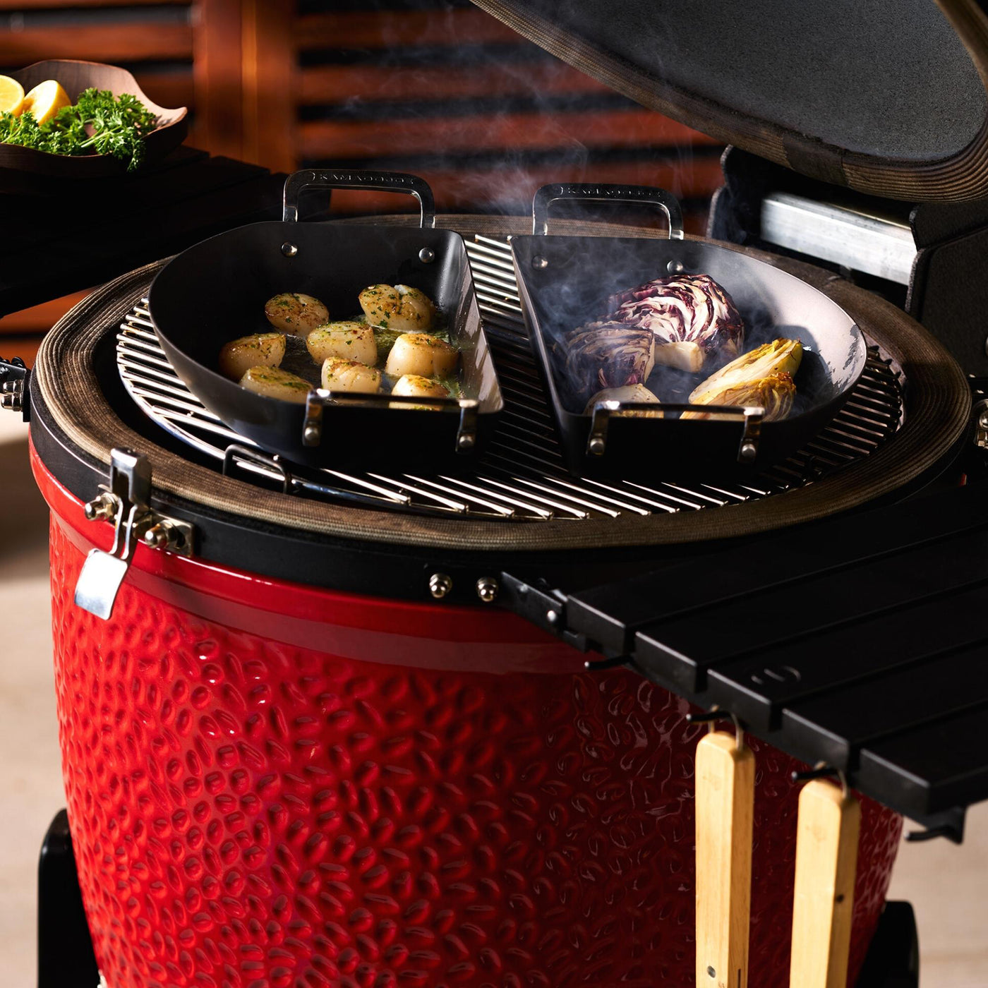 WAREHOUSE CLEARANCE:  Kamado Joe Karbon Steel Half Moon Pan Set. Now 10% off. Only £124.99