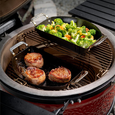 WAREHOUSE CLEARANCE:  Kamado Joe Karbon Steel Half Moon Pan Set. Now 10% off. Only £124.99