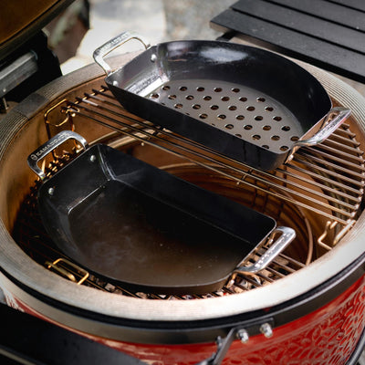 WAREHOUSE CLEARANCE:  Kamado Joe Karbon Steel Half Moon Pan Set. Now 10% off. Only £124.99