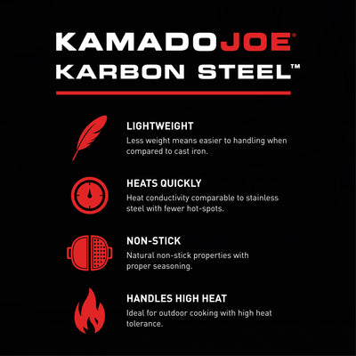 WAREHOUSE CLEARANCE:  Kamado Joe Karbon Steel Half Moon Pan Set. Now 10% off. Only £124.99