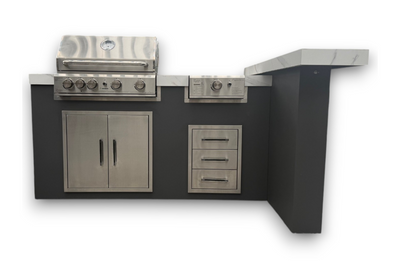 Outback Outdoor Kitchen Unit with Bar and 2 FREE Bar Stools. GardenBox Price £2699!