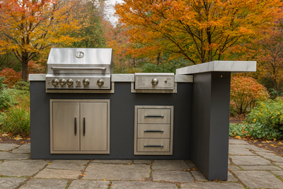 Outback Outdoor Kitchen Unit with Bar and 2 FREE Bar Stools. GardenBox Price £2699!