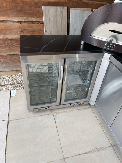 Whistler Cirencester Double Fridge with glass doors and white lights. Only £1399.99