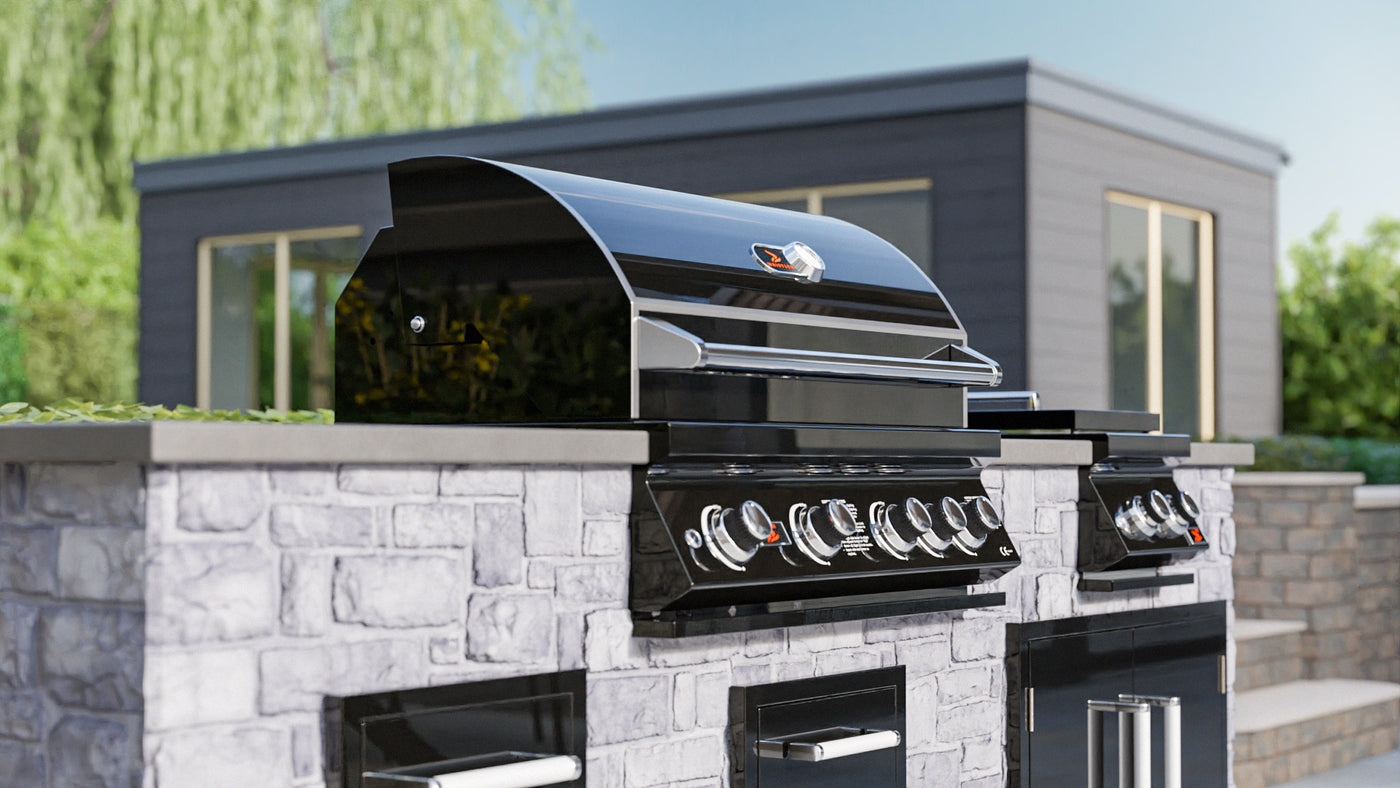 Whistler Burford 4 Burner Built In Gas Barbecue in Black Silk. With FREE Cover and rotisserie kit. Only £1799.99
