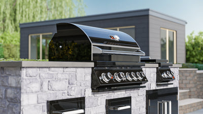 Whistler Burford 4 Burner Built In Gas Barbecue in Black Silk. With FREE Cover and rotisserie kit.