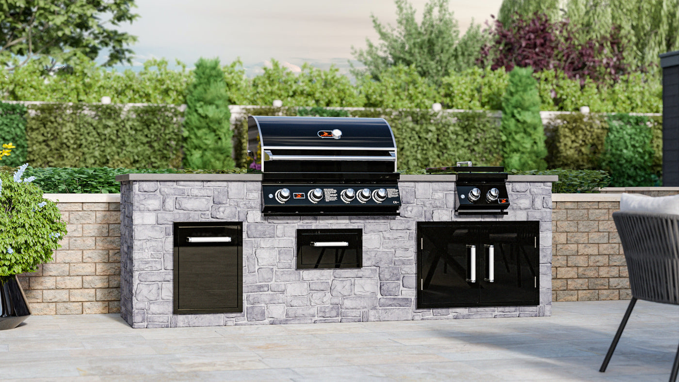 Whistler Burford 4 Burner Built In Gas Barbecue in Black Silk. With FREE Cover and rotisserie kit.