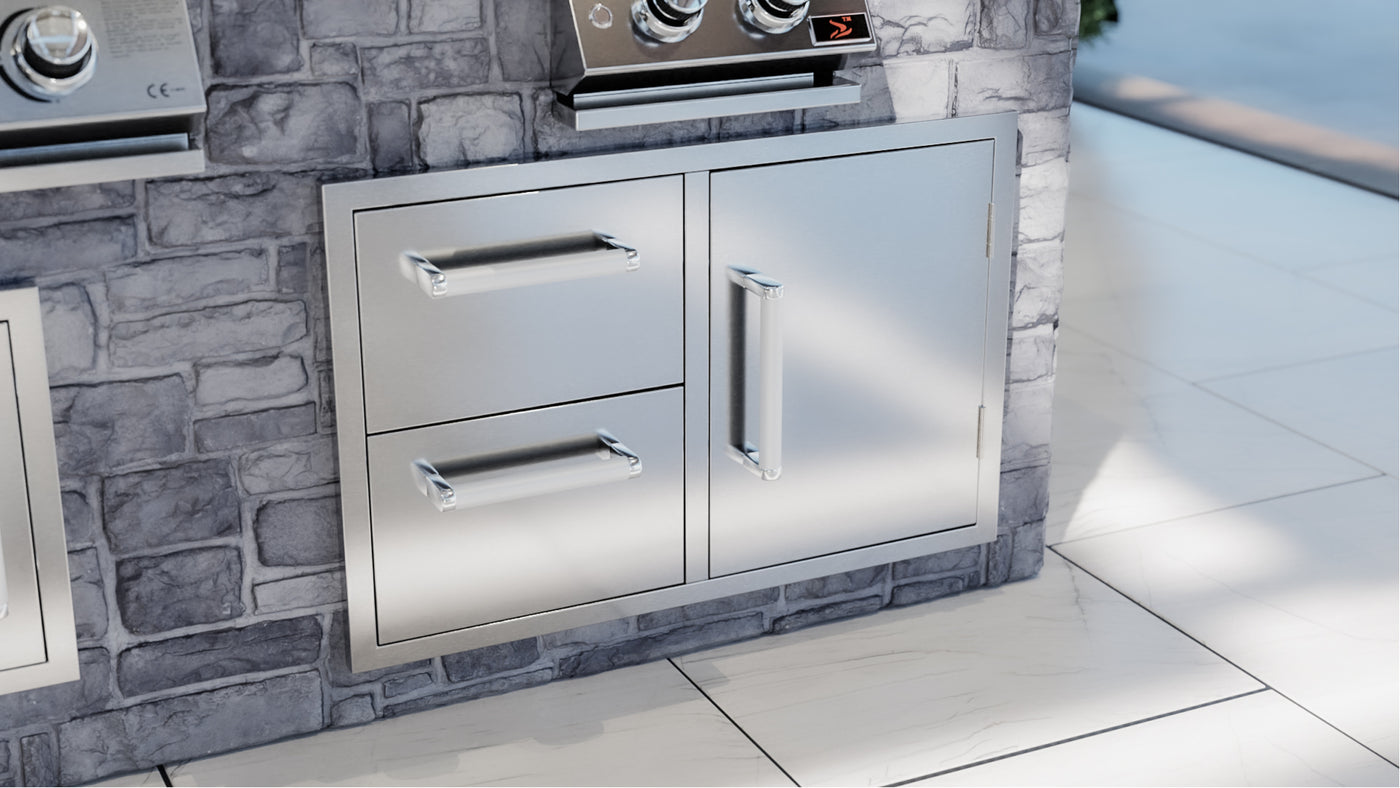 Whistler Burford Built-In Double Drawers and Door Unit in 304 stainless steel