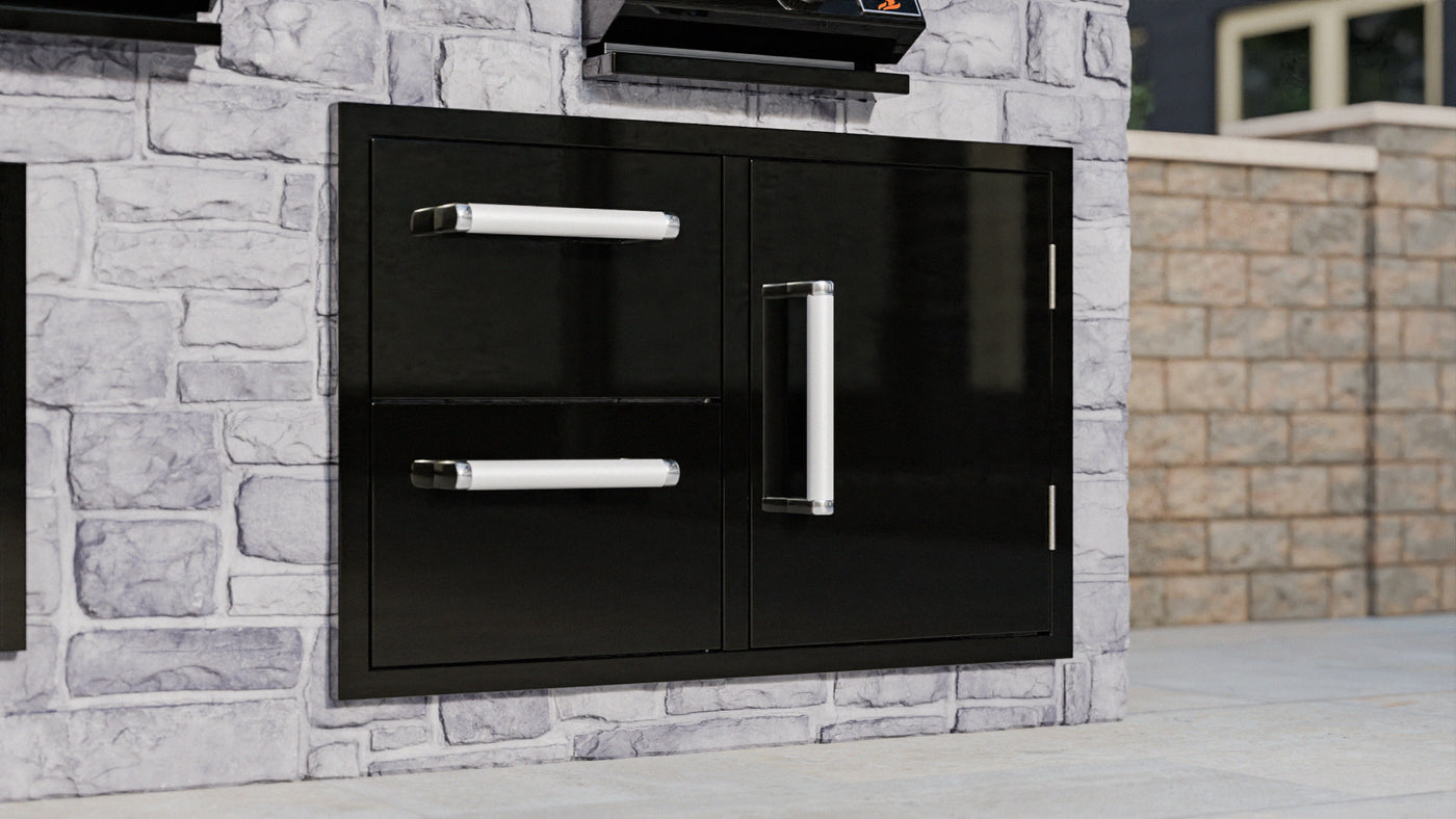 Whistler Burford Built-In Double Drawers and Door Unit in Black Silk