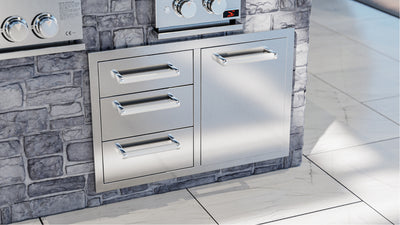 Whistler Burford Built-In Triple Drawer and Waste Bin Unit in 304 stainless steel