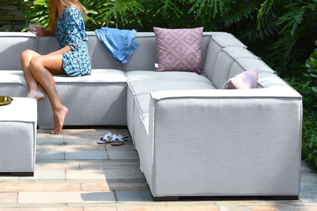 Maze Rattan Apollo Large Corner Sofa Group In Weatherproof Fabric