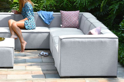 Maze Rattan Apollo Large Corner Sofa Group In Weatherproof Fabric