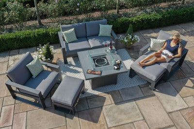 Amalfi 2 Seat Sofa Set with Square Fire Pit Coffee Table by Maze Rattan