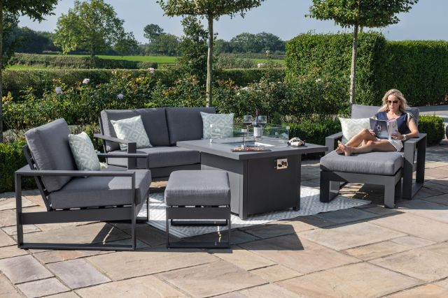 Amalfi 2 Seat Sofa Set with Square Fire Pit Coffee Table by Maze Rattan