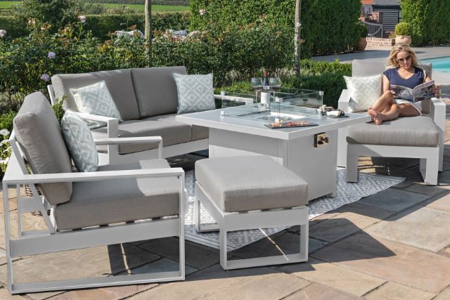 Amalfi 2 Seat Sofa Set with Square Fire Pit Coffee Table by Maze Rattan