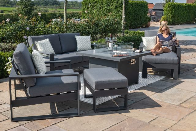 Amalfi 2 Seat Sofa Set with Square Fire Pit Coffee Table by Maze Rattan