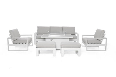 Amalfi 3 Seat Sofa Set with rectangular Fire Pit Table by Maze Rattan