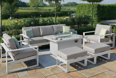 Amalfi 3 Seat Sofa Set with rectangular Fire Pit Table by Maze Rattan