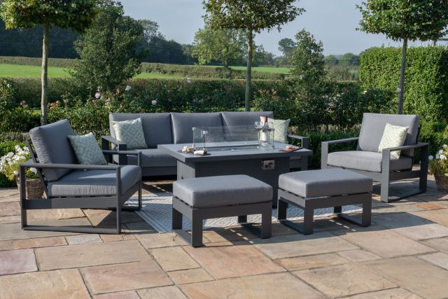 Amalfi 3 Seat Sofa Set with rectangular Fire Pit Table by Maze Rattan