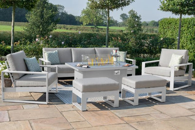 Amalfi 3 Seat Sofa Set with rectangular Fire Pit Table by Maze Rattan