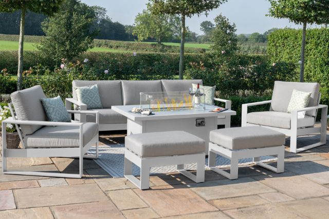 Amalfi 3 Seat Sofa Set with rectangular Fire Pit Table by Maze Rattan