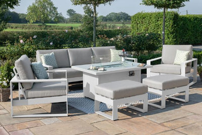 Amalfi 3 Seat Sofa Set with rectangular Fire Pit Table by Maze Rattan