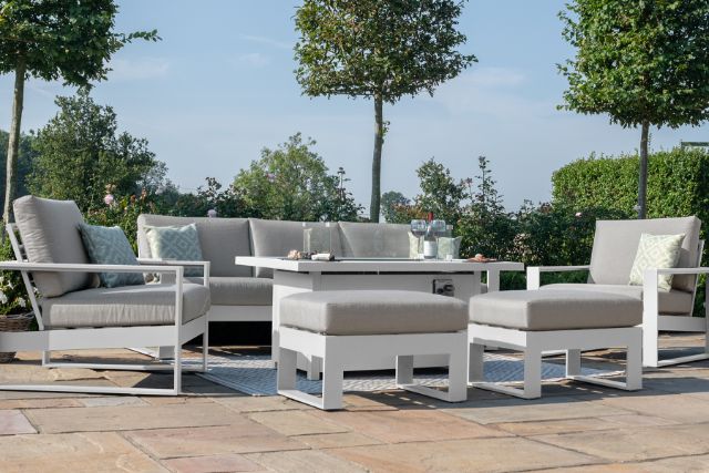 Amalfi 3 Seat Sofa Set with rectangular Fire Pit Table by Maze Rattan