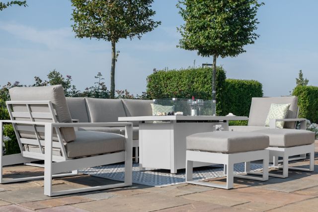 Amalfi 3 Seat Sofa Set with rectangular Fire Pit Table by Maze Rattan