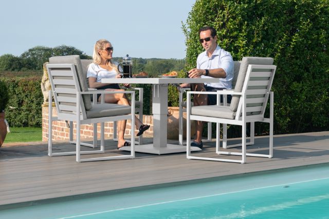 Amalfi 4 Seat Square Dining Set Rising Table by Maze Rattan