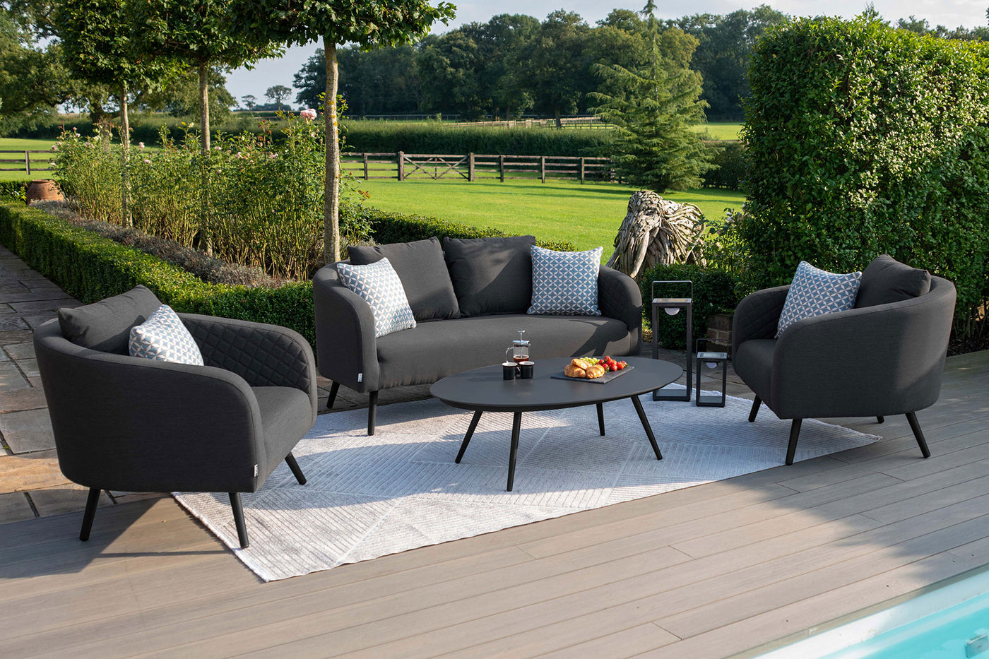 Maze Rattan Ambition 2 Seat Sofa Set In Weatherproof Fabric