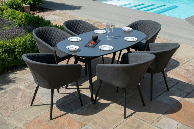 Maze Rattan Ambition 6 seat oval Dining Set In Weatherproof Fabric