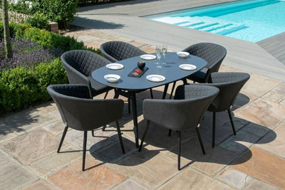 Maze Rattan Ambition 6 seat oval Dining Set In Weatherproof Fabric