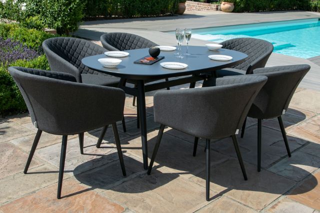 Maze Rattan Ambition 6 seat oval Dining Set In Weatherproof Fabric