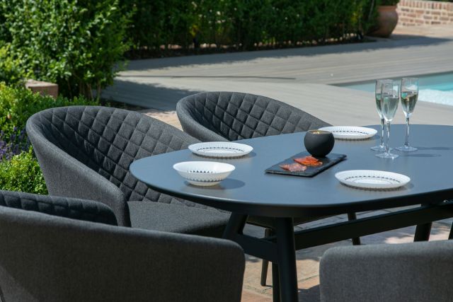 Maze Rattan Ambition 6 seat oval Dining Set In Weatherproof Fabric