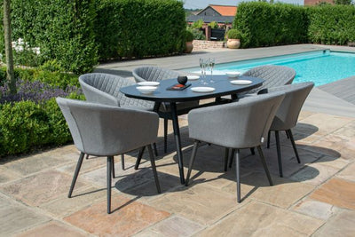 Maze Rattan Ambition 6 seat oval Dining Set In Weatherproof Fabric