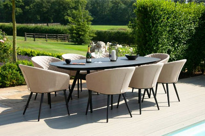 Maze Rattan Ambition 8 seat oval Dining Set In Weatherproof Fabric