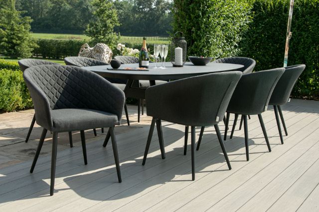 Maze Rattan Ambition 8 seat oval Dining Set In Weatherproof Fabric