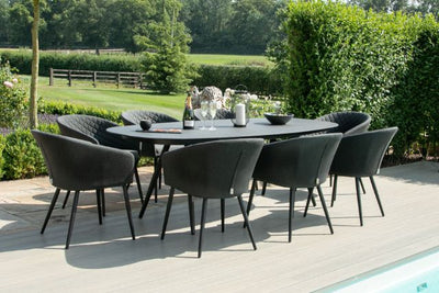 Maze Rattan Ambition 8 seat oval Dining Set In Weatherproof Fabric
