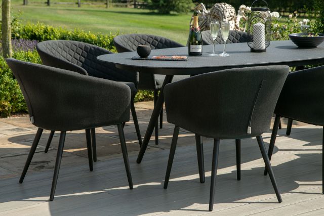 Maze Rattan Ambition 8 seat oval Dining Set In Weatherproof Fabric