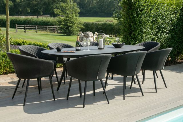 Maze Rattan Ambition 8 seat oval Dining Set In Weatherproof Fabric