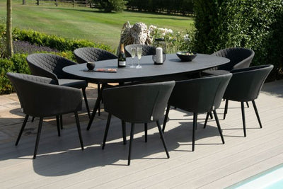 Maze Rattan Ambition 8 seat oval Dining Set In Weatherproof Fabric