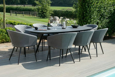 Maze Rattan Ambition 8 seat oval Dining Set In Weatherproof Fabric