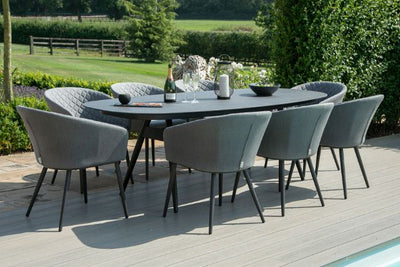 Maze Rattan Ambition 8 seat oval Dining Set In Weatherproof Fabric