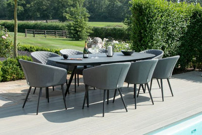 Maze Rattan Ambition 8 seat oval Dining Set In Weatherproof Fabric