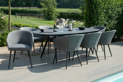 Maze Rattan Ambition 8 seat oval Dining Set In Weatherproof Fabric