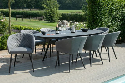 Maze Rattan Ambition 8 seat oval Dining Set In Weatherproof Fabric